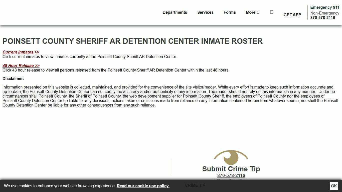 Inmate Roster Disclaimer | Poinsett County Sheriff's Office